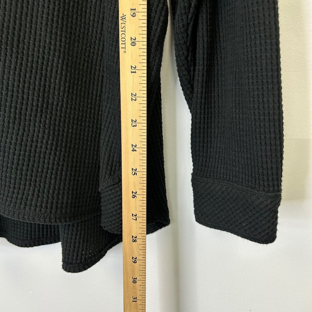 Aerie Lumberjane Waffle Knit Button Up Shirt Top Women's Medium Black Oversized - Picture 8 of 9